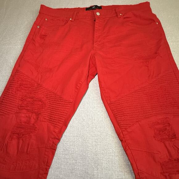 Jordan Craig Jeans Men's 42x32 Red Legacy Edition Jeans Aaron Distressed - Picture 4 of 11